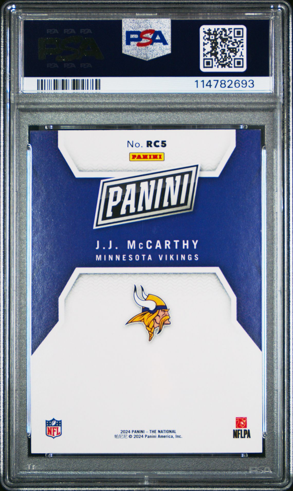 2024 Panini National Sports Collectors Convention Rookies Jj Mccarthy #5 (Rookies-Orange) Mint 9 back