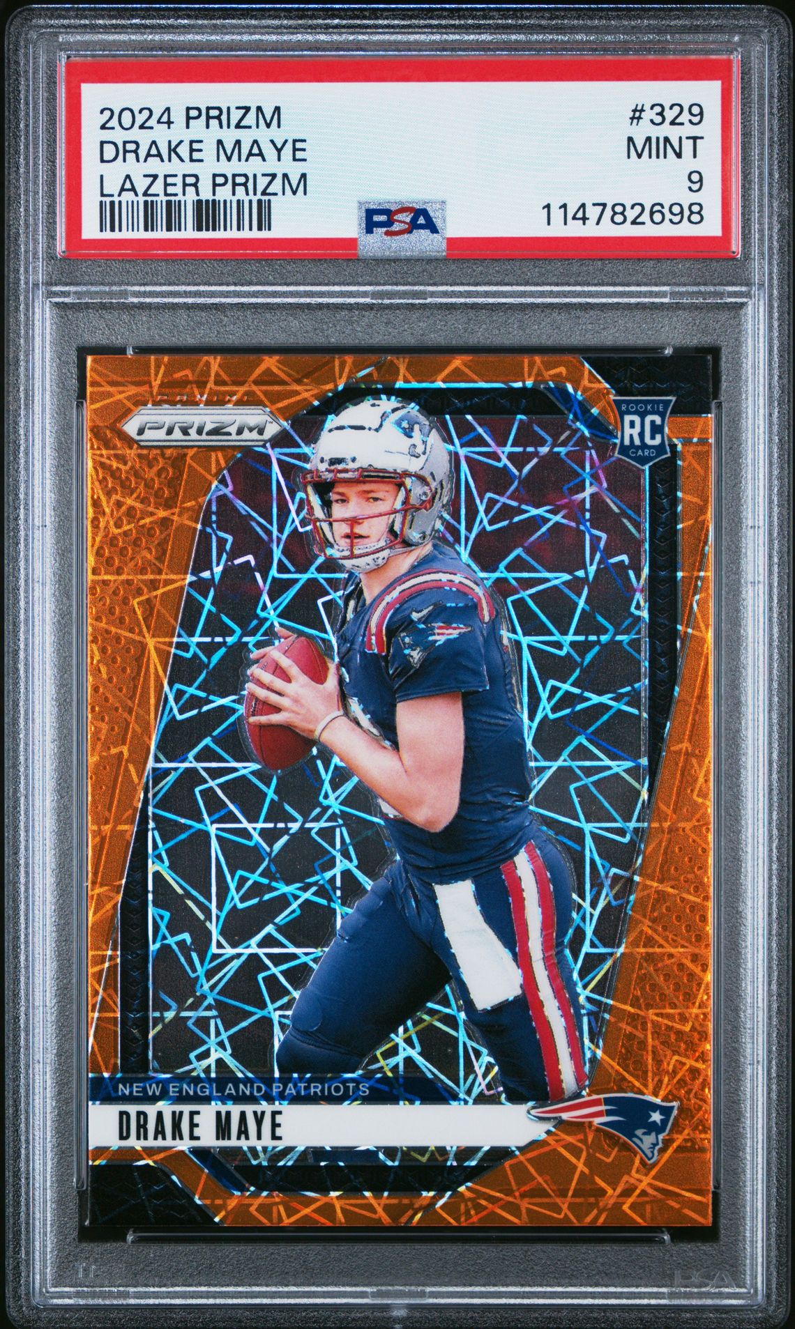 2024 Panini Prizm Drake Maye #329 (Lazer Prizm) Mint 9 front