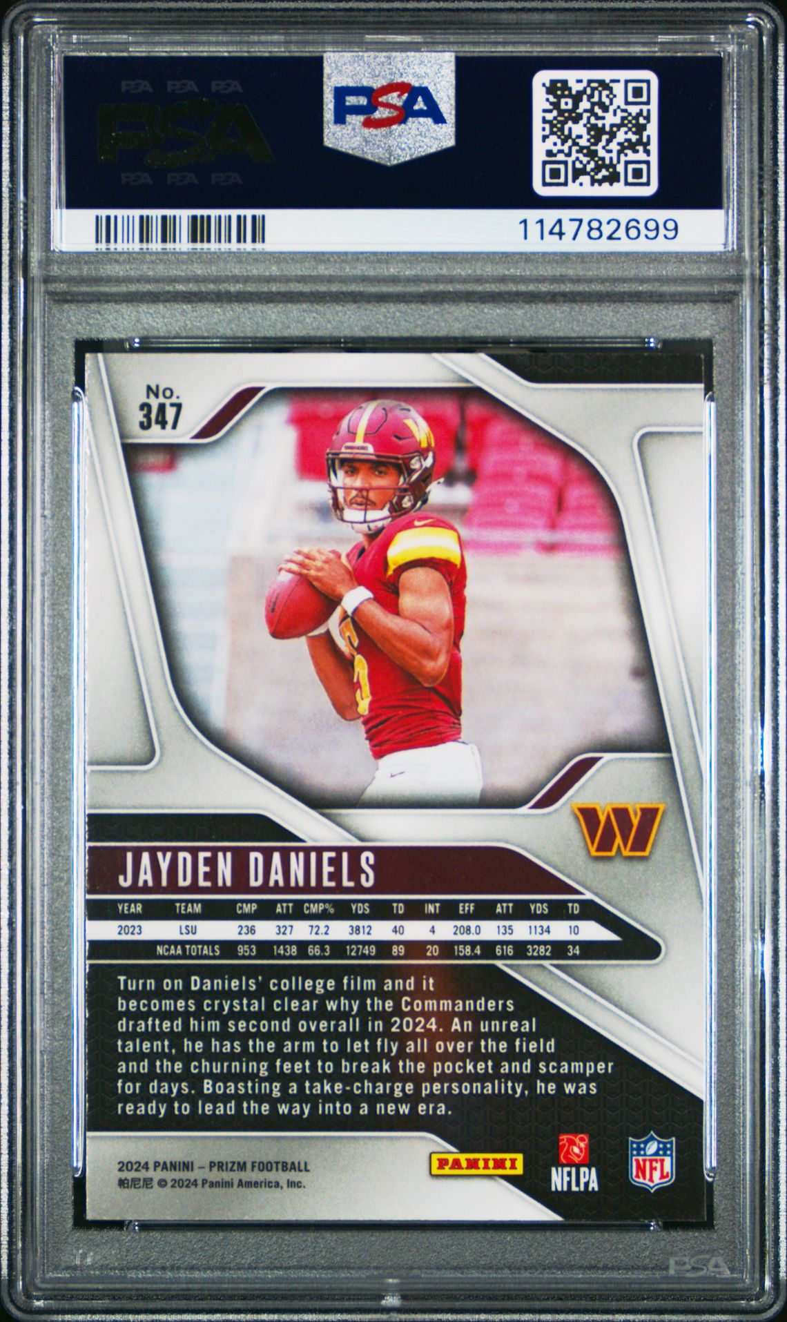 2024 Panini Prizm Jayden Daniels #347 Gem Mt 10 back