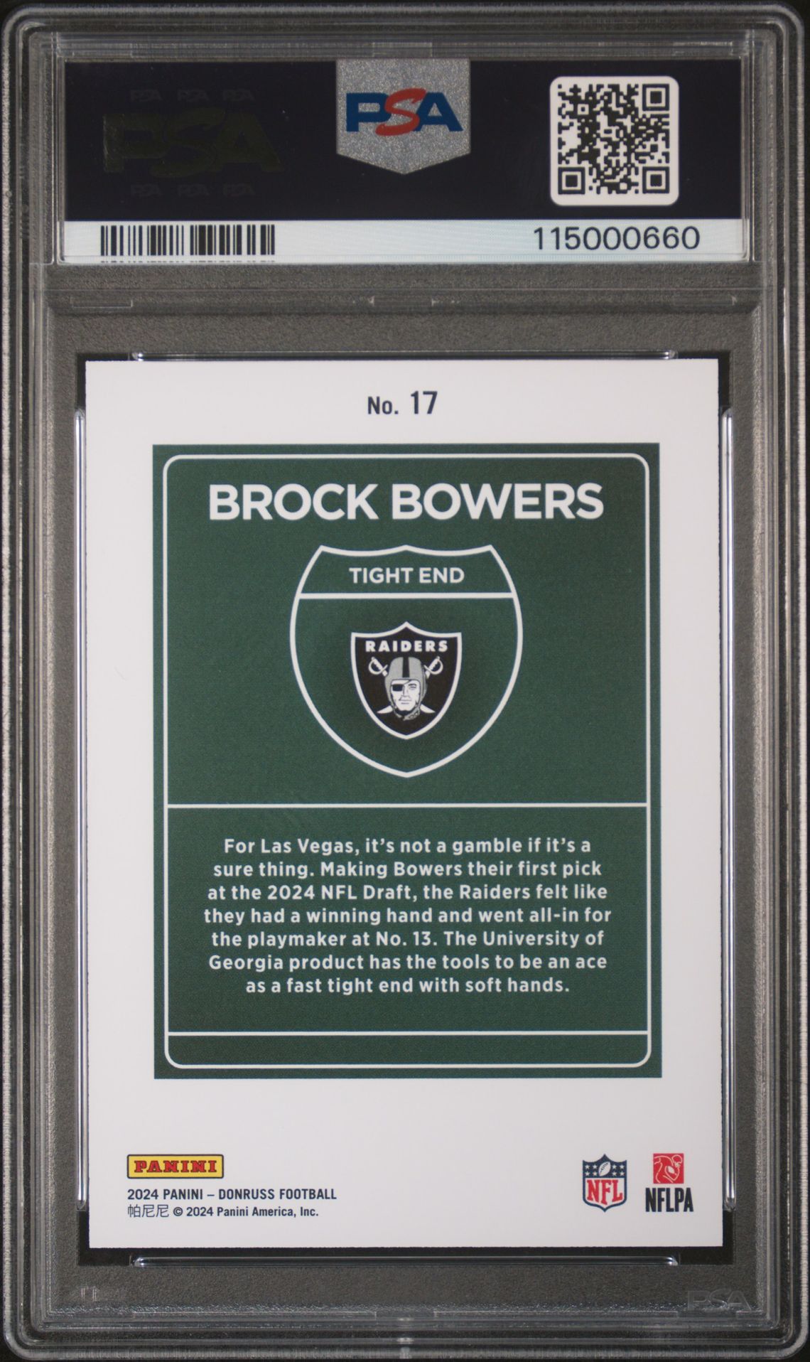 2024 Panini Donruss Downtown! Brock Bowers #17 Nm-Mt 8 back