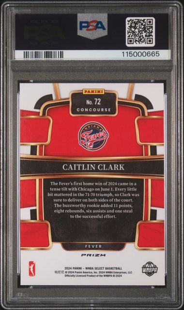 2024 Panini Select Wnba Caitlin Clark #72 (Silver Flash) Mint 9 back