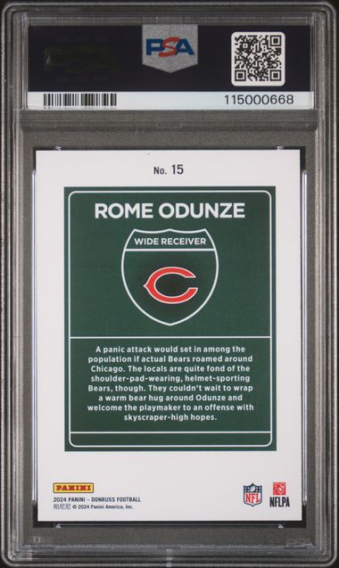 2024 Panini Donruss Downtown! Rome Odunze #15 Mint 9 back
