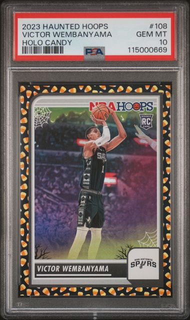 2023 Panini Haunted Hoops Victor Wembanyama #108 (Holo Candy) Gem Mt 10 front