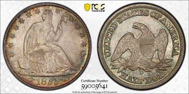 1855-O 50C Arrows MS66