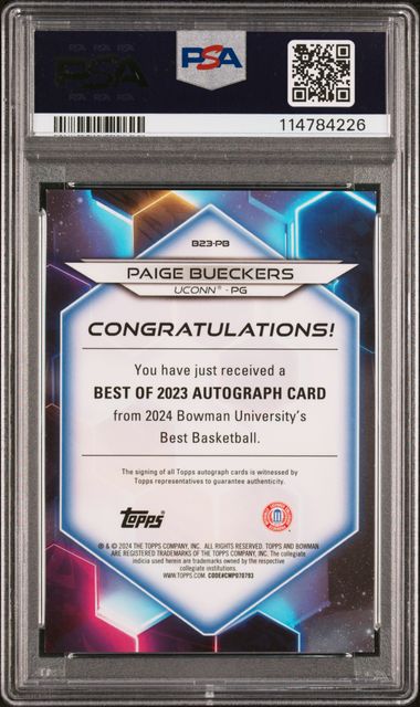 2023 Bowman University Best Best Of 2023 Autographs Paige Bueckers #B23Pb (Best Of 2023 Autograph) Mint 9 back