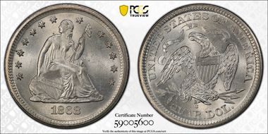 1868-S 25C MS66