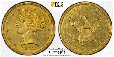 1841-D $5 Small D MS63