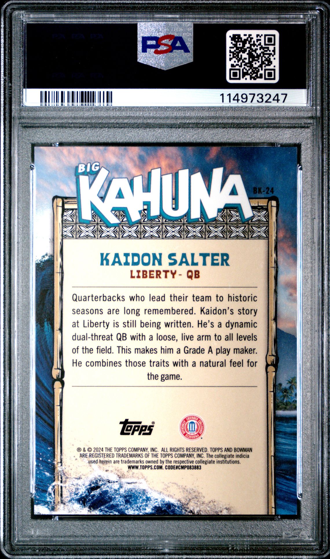 2024 Bowman University Chrome The Big Kahuna Kaidon Salter #Bk24 Gem Mt 10 back