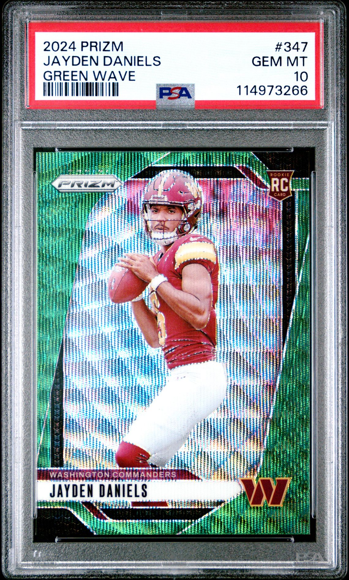 2024 Panini Prizm Jayden Daniels #347 (Green Wave) Gem Mt 10 front