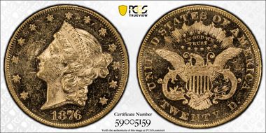 1876 $20 MS61PL