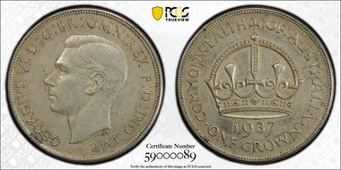 1937 Crown KM-34  Ag AU50