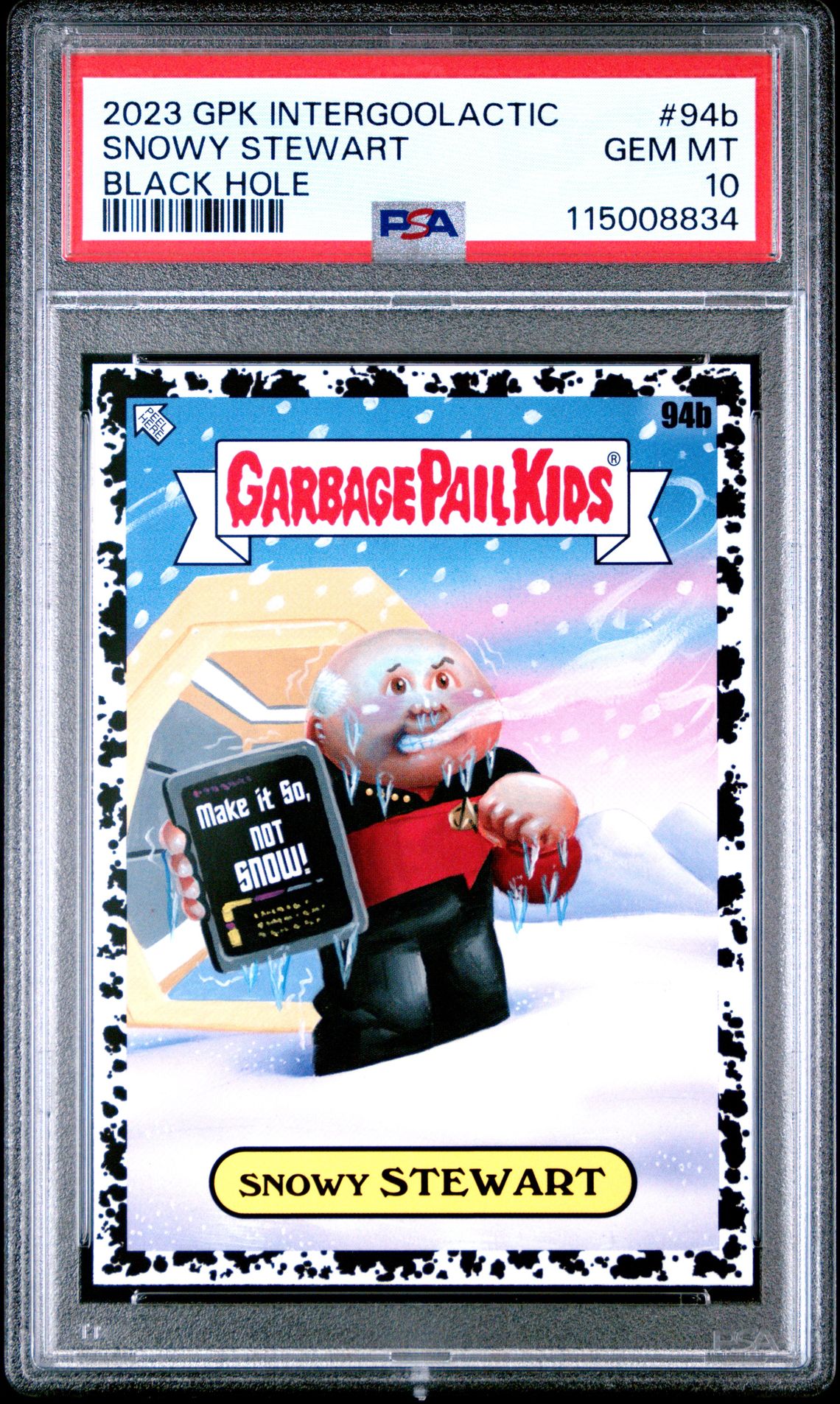 2023 Topps GARBAGE PAIL KIDS INTERGOOLACTIC MAYHEM BLACK HOLE #94B Snowy Stewart front