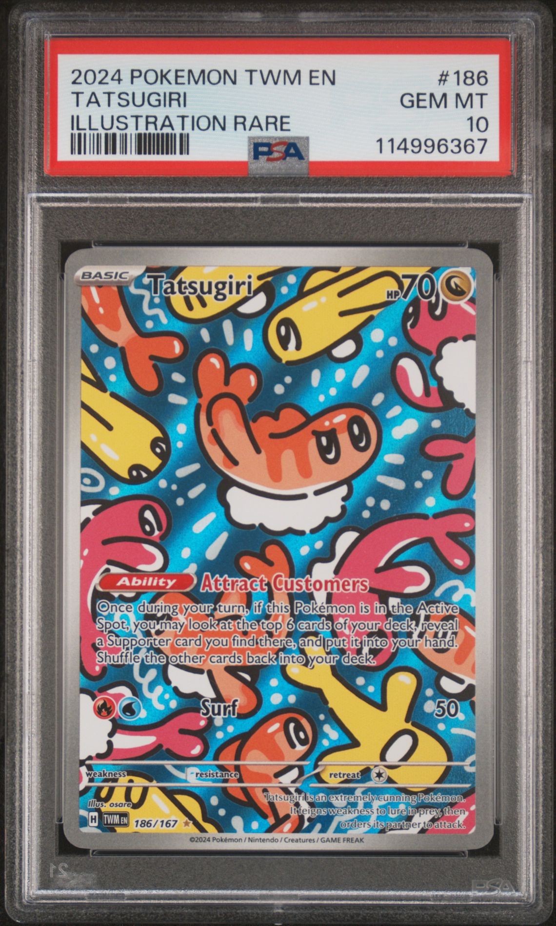 2024 Pokemon POKEMON TWM EN-TWILIGHT MASQUERADE ILLUSTRATION RARE #186 Tatsugiri front