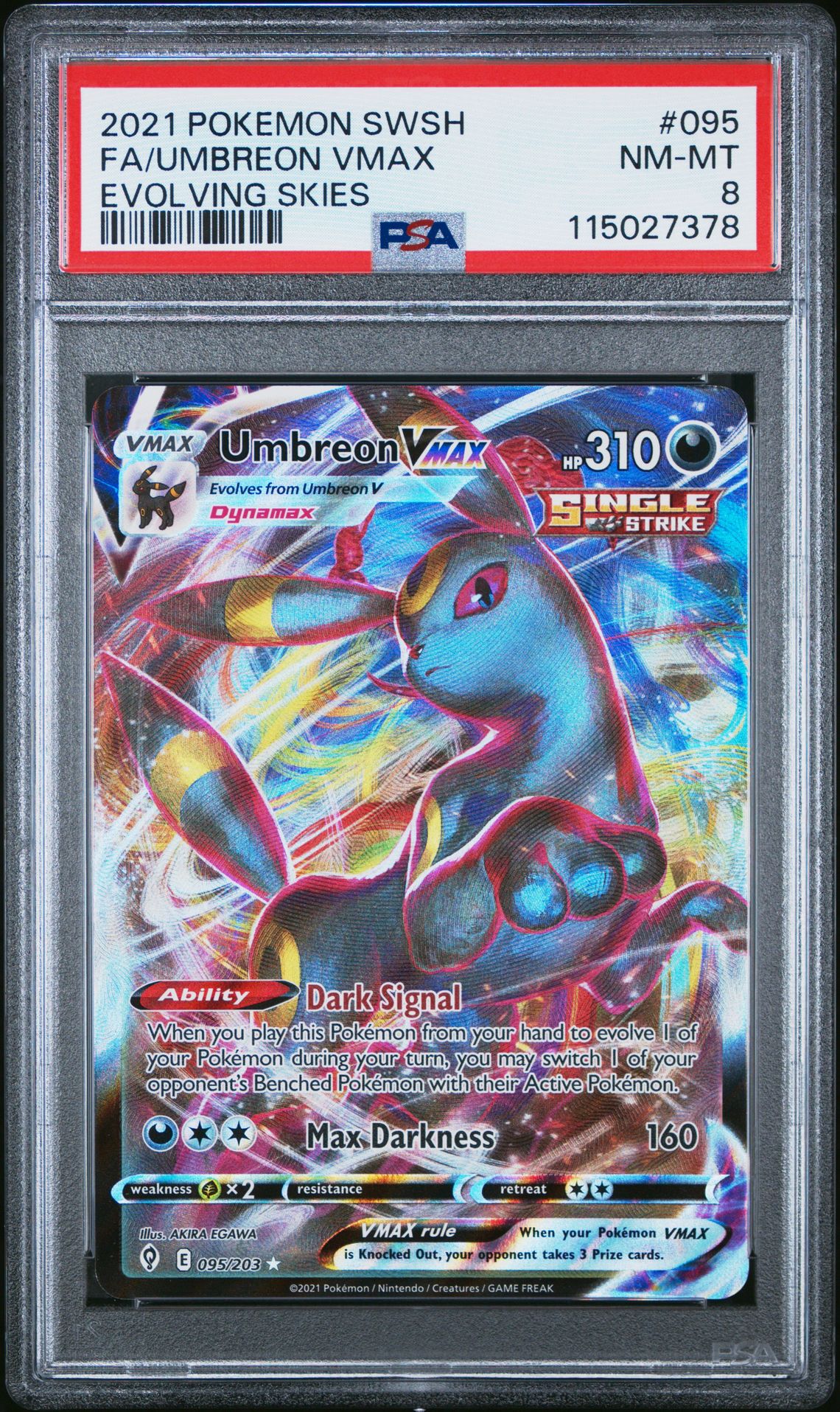 2021 Pokemon Sword & Shield Evolving Skies Fa/Umbreon Vmax #095 (Evolving Skies) Nm-Mt 8 front
