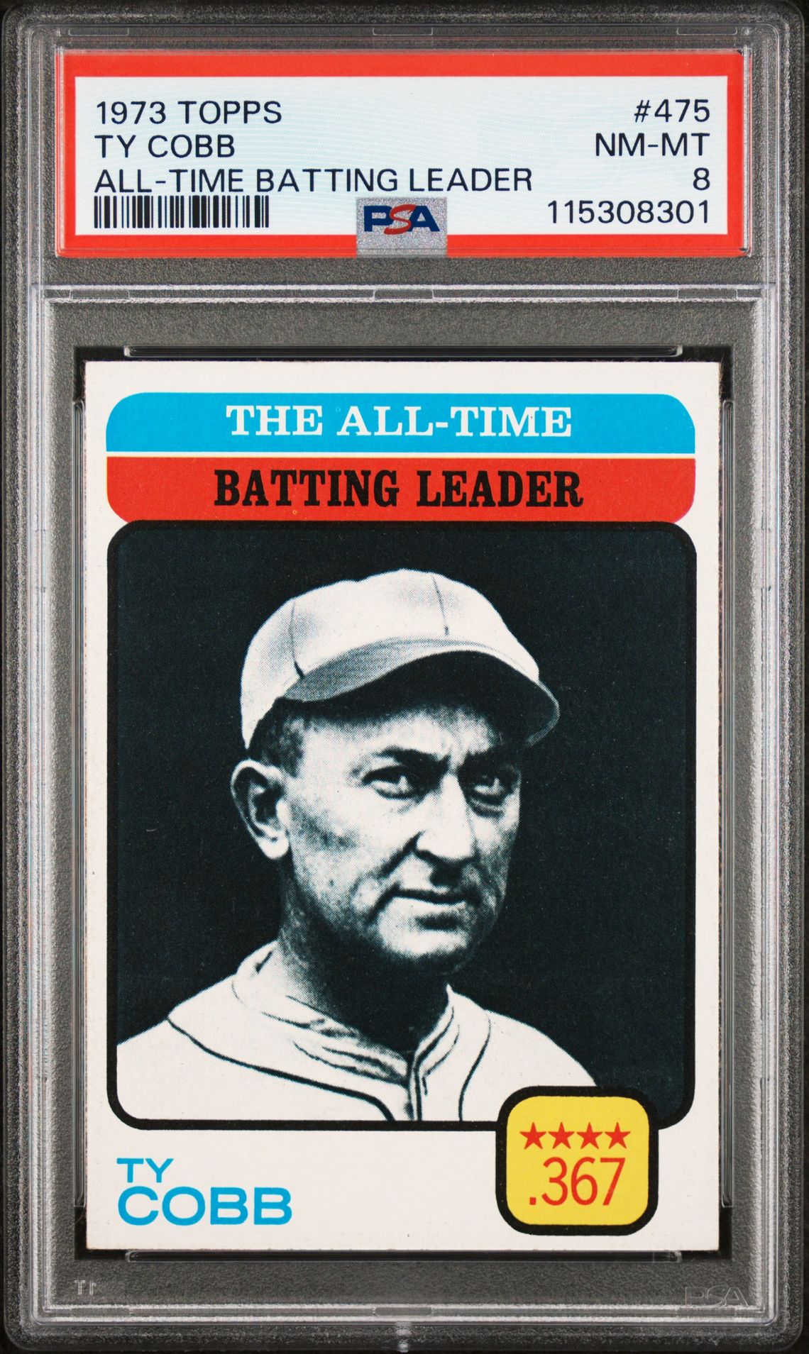 1973 Topps TOPPS ALL-TIME BATTING LEADER #475 Ty Cobb front