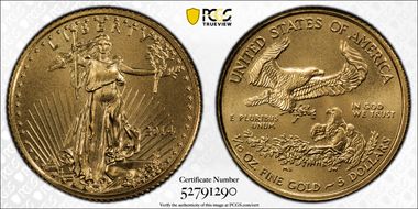 2014 $5 Gold Eagle MS70