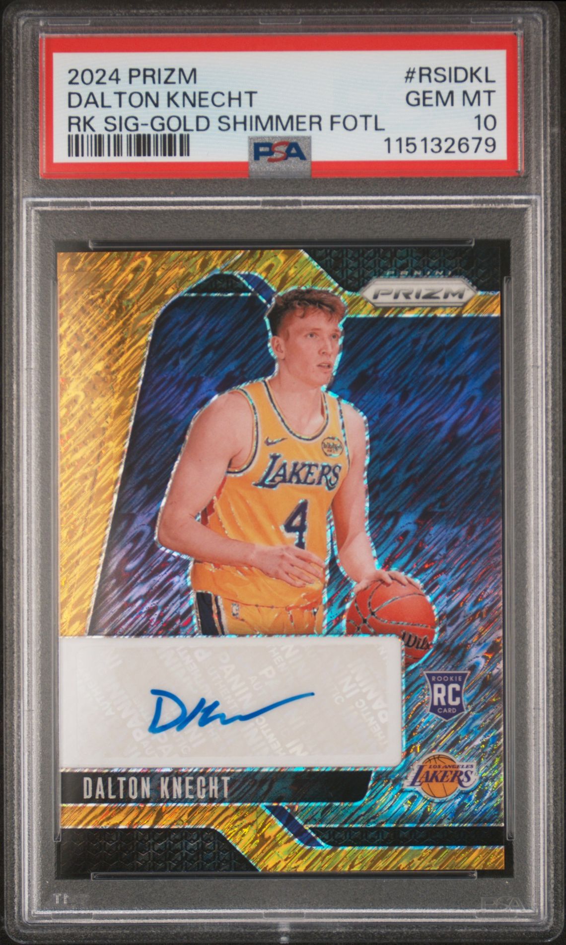 2024 Panini PANINI PRIZM ROOKIE SIGNATURES RK SIG-GOLD SHIMMER FOTL #RSIDKL Dalton Knecht front