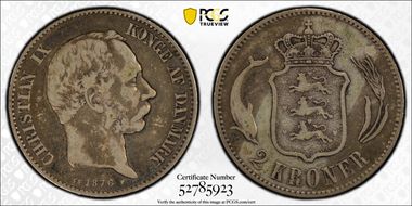 1876 HC/CS 2 Kr KM-798.1  Ag VF30