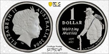 2004 $1 Waltzing Matilda Ag 20 Yrs of the Dollar Coin PR70DCAM