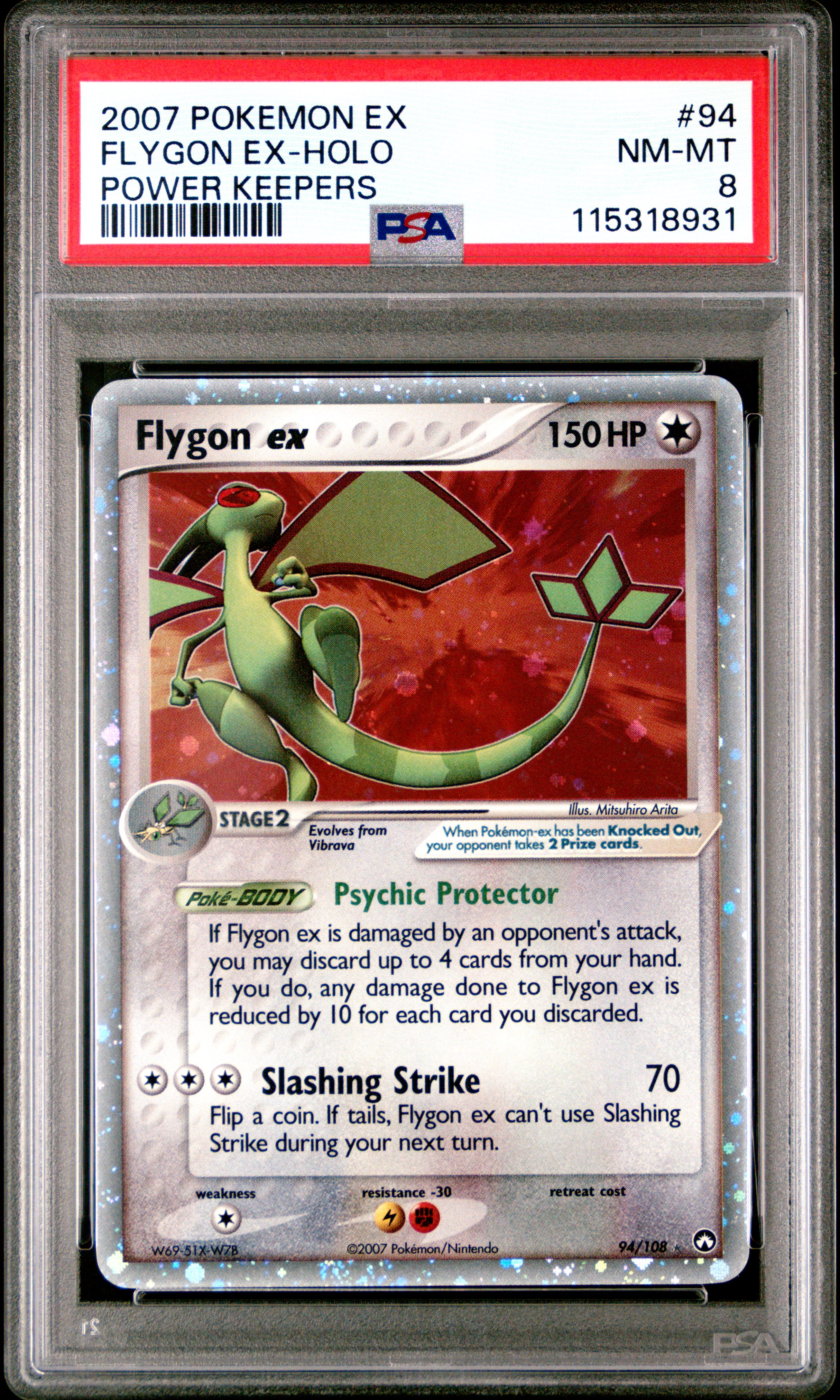 2007 #94 Flygon EX-Holo PSA 8 EX Power Keepers