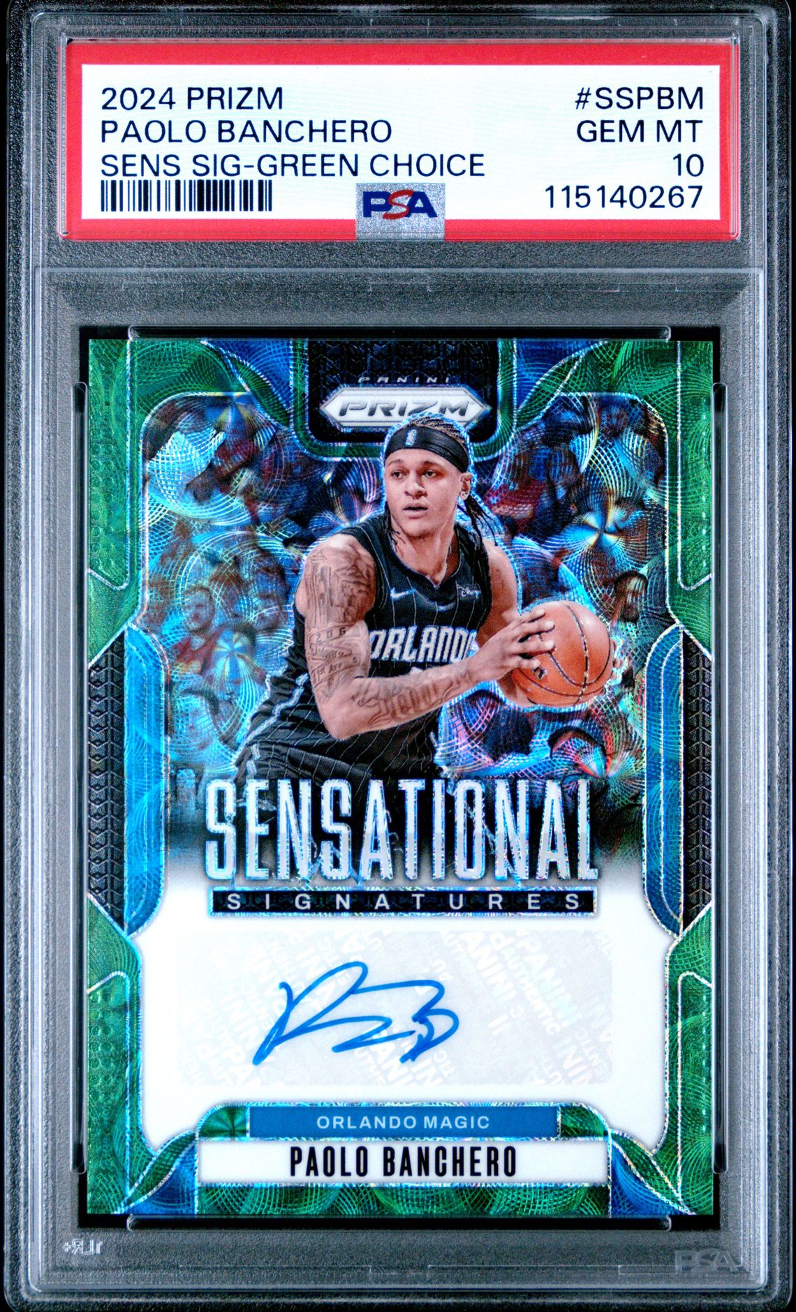 2024 Panini PANINI PRIZM SENSATIONAL SIGNATURES SENS SIG-GREEN CHOICE #SSPBM Paolo Banchero front