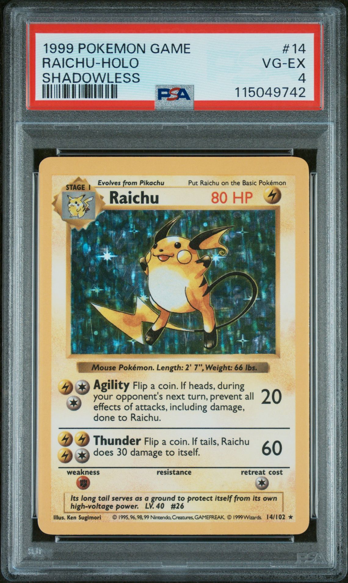 Pokemon Shadowless Raichu front
