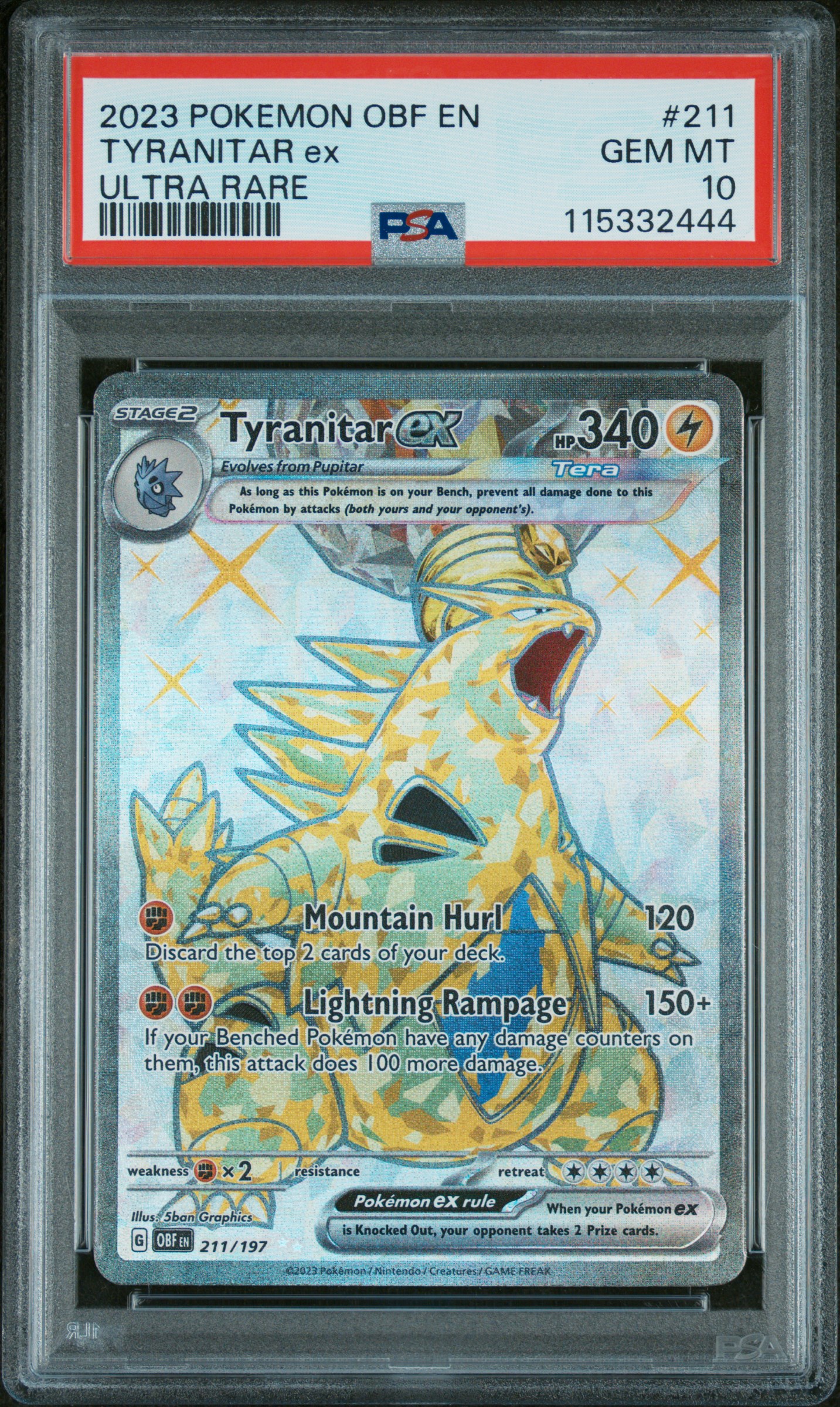 2023 POKEMON OBSIDIAN FLAMES TCG Cards TYRANITAR ex #211