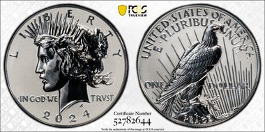 2024-S $1 Peace Dollar Rev PR Two-Coin Reverse Proof Set PR70