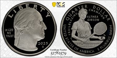 2025-S 25C Althea Gibson Silver PR70DCAM