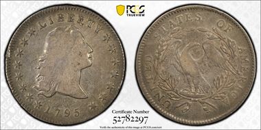 1795 $1 Flowing Hair, 3 Leaves F15