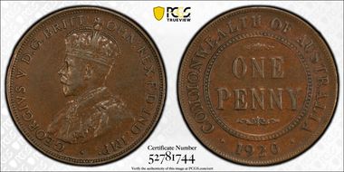 1920 //.  1D Dot Below Indian Obverse AU53BN