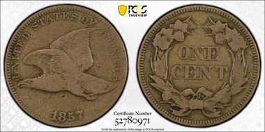 1857 1C Obverse of 1856, FS-401b VG8