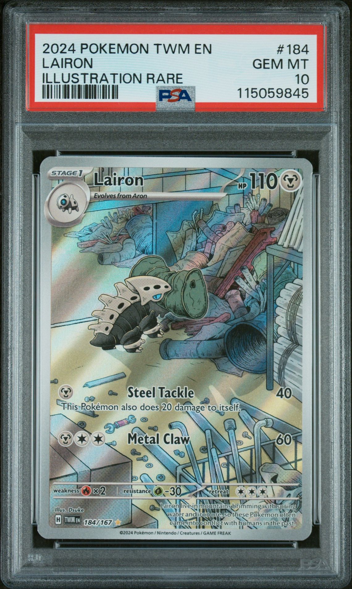 2024 Pokemon POKEMON TWM EN-TWILIGHT MASQUERADE ILLUSTRATION RARE #184 Lairon front