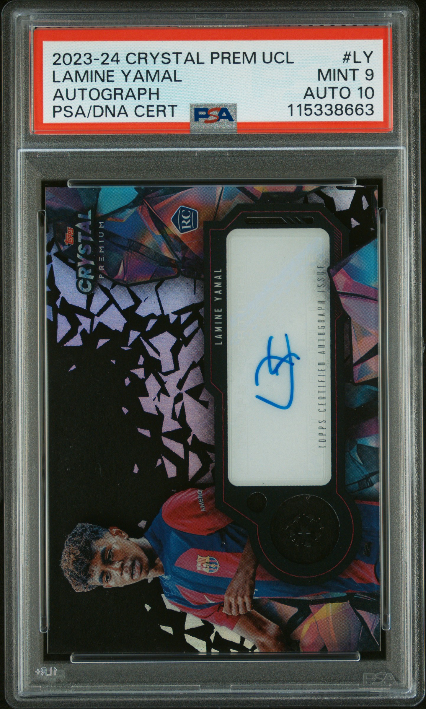 Hobart Trading Card Co.'s 2023 Topps Crystal Premium Uefa Champions League  Crystal Autographs Lamine Yamal #LY PSA 9/Auto 10 | Card Ladder