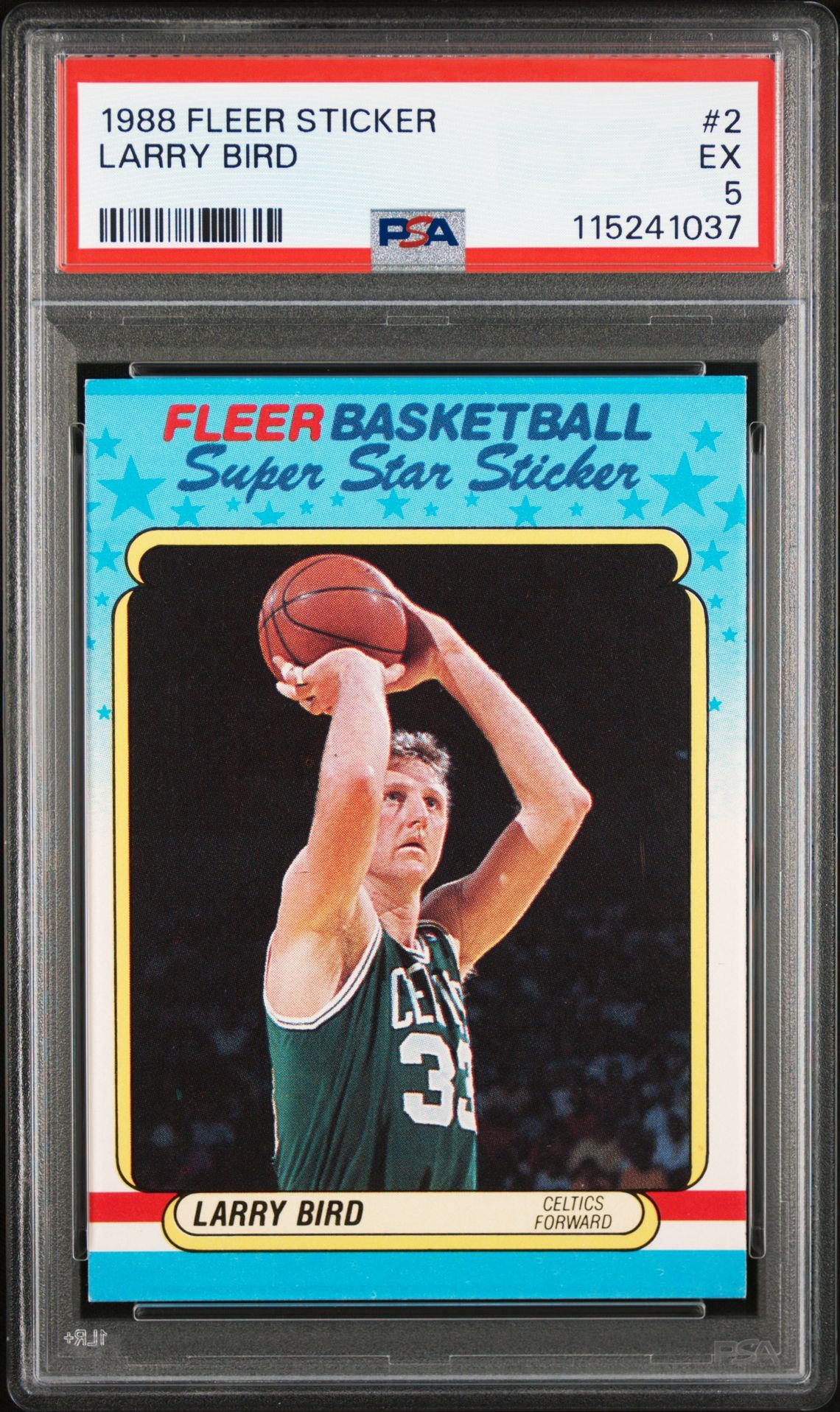 1988 Fleer Sticker Larry Bird #2 Ex 5 front