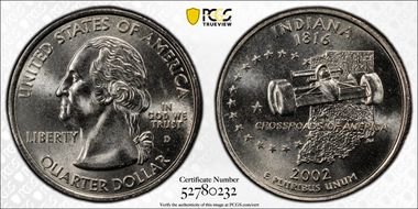 2002-D 25C Indiana MS66