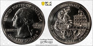 2017-D 25C Ellis Island NP MS67