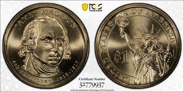 2007-P $1 James Madison - Pos. A Satin Finish SP67