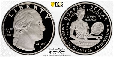 2025-S 25C Althea Gibson Silver First Strike PR70DCAM