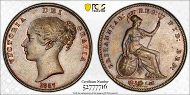 1857 1D S-3948 Plain Trident MS62BN