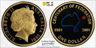 2001 $1 Centenary-Colorized PR69DCAM