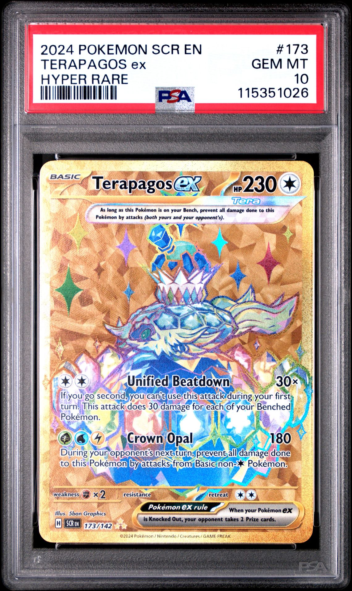 2024 Pokemon POKEMON SCR EN-STELLAR CROWN HYPER RARE #173 Terapagos Ex front