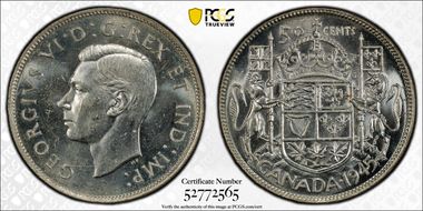 1945 50C Wide Date MS63