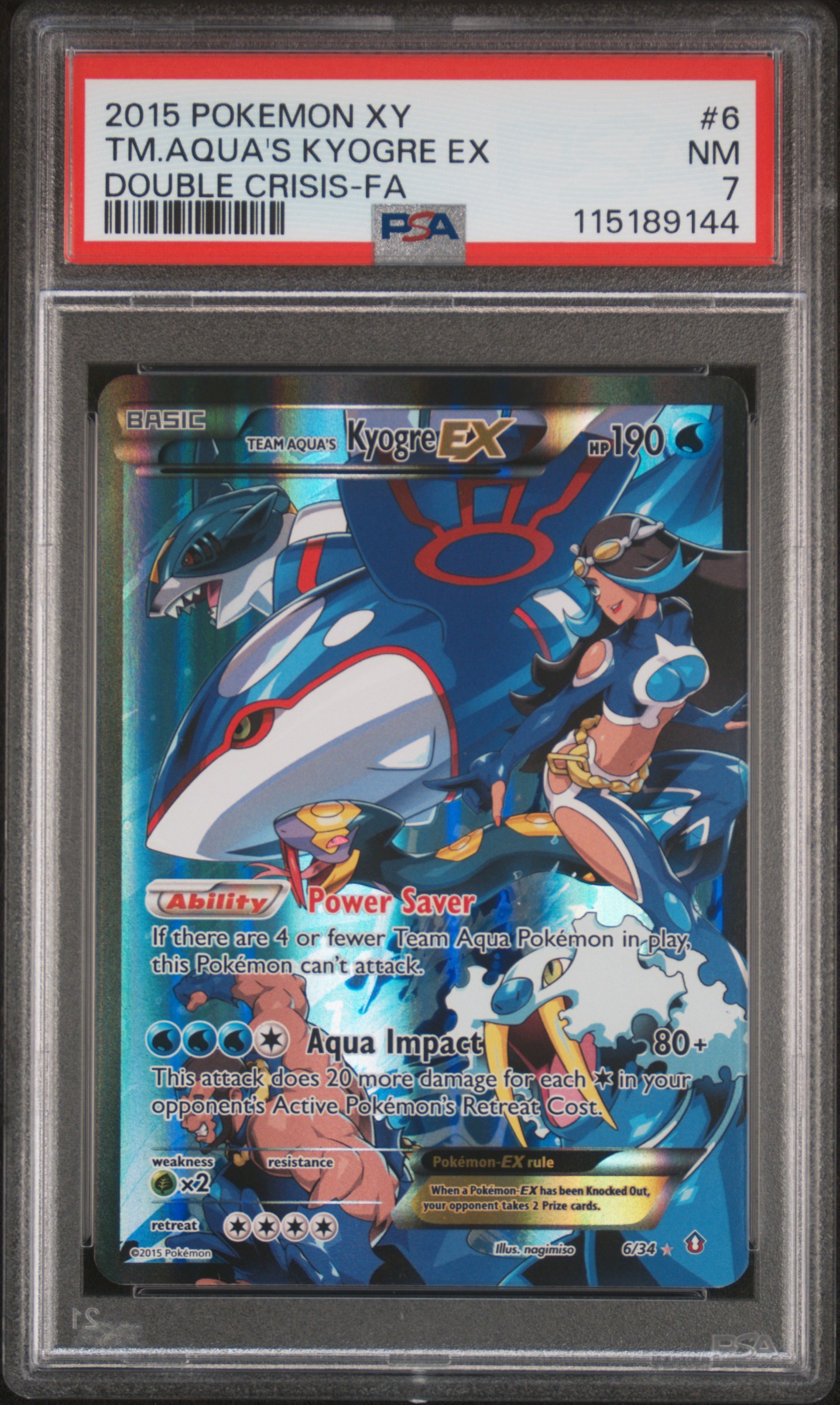 2015 #6 Full Art/Team Aqua's Kyogre EX PSA 7 XY Double Crisis