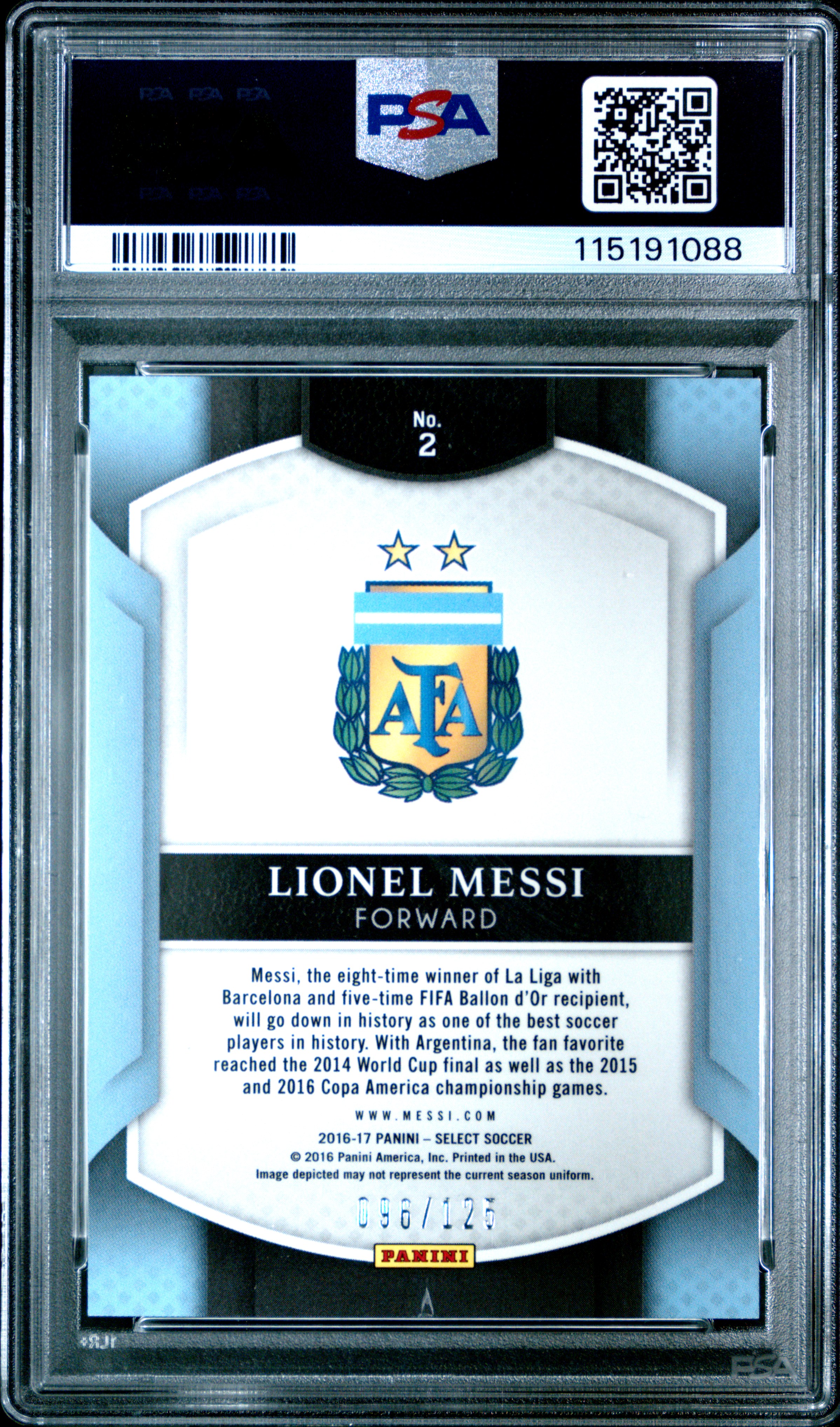 /25 PSA10 LIONEL MESSI PANINI SELECT メッシ 25 PSA10 LIONEL MESSI PANINI SELECT メッシ