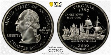 2000-S 25C Virginia Silver PR68DCAM