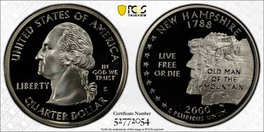 2000-S 25C New Hampshire Silver PR69DCAM
