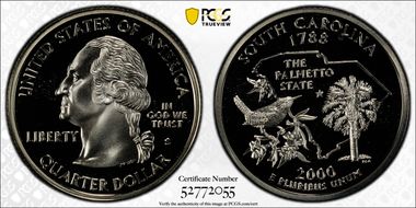 2000-S 25C South Carolina Silver PR69DCAM