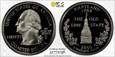 2000-S 25C Maryland Silver PR68DCAM