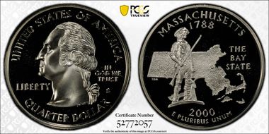 2000-S 25C Massachusetts Silver PR69DCAM